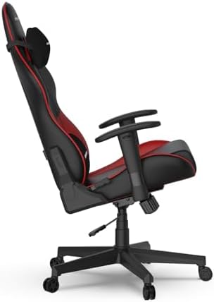 DXRacer Prince Series L Gaming Chair - Reclining, Ergonomic & Comfortable Computer Chair with 2D Armrest, Wing-Shaped Seat Base & Headrest Pillow Faux Leather (Faux Leather, Black & Red) - Image 6