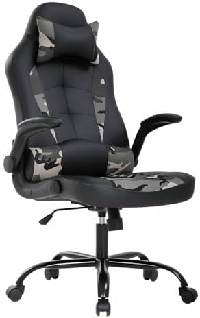 PC Gaming Chair Ergonomic Office Chair Desk Chair PU Leather Racing Chair Executive Swivel Rolling Computer Chair with Lumbar Support Flip Up Arms Headrest for Adults,Camo by BestOffice