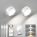 LED Wall Mounted Lights, Rechargeable Wall Sconces, 3 Color Temps, Remote & Touch, 360° Rotating and Dimmable for Bedroom, Bedside & Reading (White, 2 Pack) by AMETHEUS