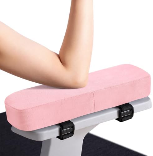 Smiry Memory Foam Office Chair Armrest Pads, Non-Slip Armrest Cushion | Ergonomic Arm Rest Pads with Adjustable Buckles and Straps, Elbow Relief for Desk, Gaming & Wheelchair, Pink, Set of 2 by Smiry