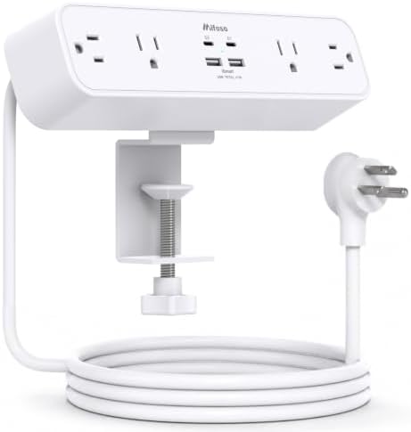 Mifaso PD40W USB C Desk Clamp Power Strip, 1080J Surge Protector by Mifaso