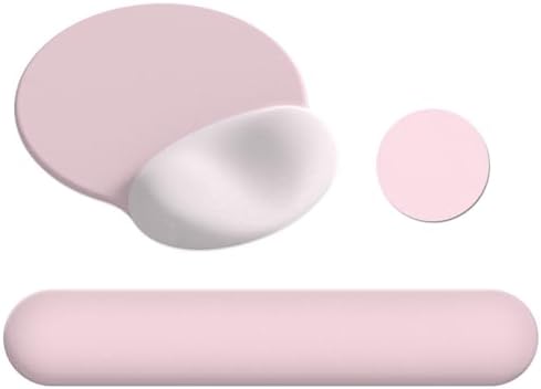 AIMSA Mouse Pad with Wrist Rest Support, Keyboard Wrist Rest Set, Ergonomic Memory Foam Mousepad for Computer Keyboard, Easy Typing and Pain Relief, Pink by AIMSA