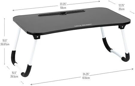 Mind Reader Lap Desk Laptop Stand with Folding Legs, Portable Bed Tray Table for Laptop, Breakfast, Reading, Crafts, MDF, Black - Image 3