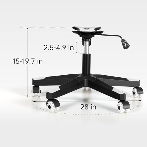Frassie Nylon Gaming Chair Base Replacement Set with Bottom Plate Mechanism Gas Cylinder, 5 Dual Rubber Wheels (White) - Image 5