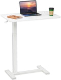 Overbed Bedside Table with Hidden Casters, Adjustable Hospital & Home Use Bed Table, Rolling Laptop Table, Movable Standing Desk, White by SimpleDeluxe