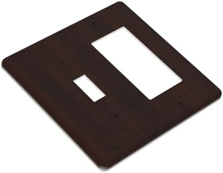 Decorative Outlet Covers Rustic Vintage Dark Brown Wood Grain 2-Gang Combo Light Switch Cover Plate Single Toggle/Rocker Wall Plate Plug Switch Plate Covers for Farmhouse Decor - Image 3
