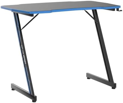 BestOffice Gmaing Desk 35.4in PC Computer Desk, Blue Ergonomic Gaming Table Z Shaped Gaming Workstation with Headphone Hook for Home Office，Blue - Image 5