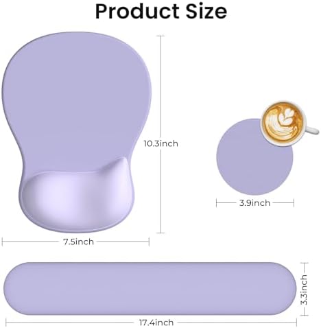 AKIT Ergonomic Mouse Pad and Keyboard Wrist Rest Set,Memory Foam,Purple | 3-in-1 Set Includes Mouse Pad and Keyboard Wrist Rest Memory Foam for Comfort Non-slip Base Suitable for Home Office Gaming - Image 6