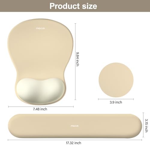 MOSISO Wrist Rest Support for Mouse Pad&Keyboard Set, Khaki - Image 7