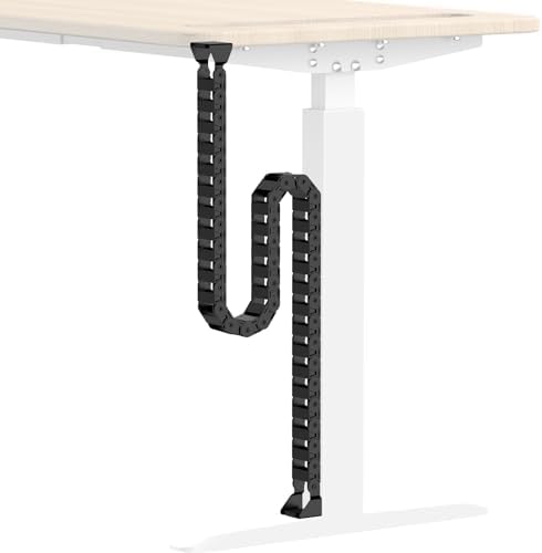 Standing Desk Cable Management Spine - Under Desk Cable Management Snake with Magnetic Mount, Flexible PA66 Nylon Vertebrae Cord Organizer Raceway, Adjustable Length for Office, Gaming, Sit-Stand Desk by Aweking