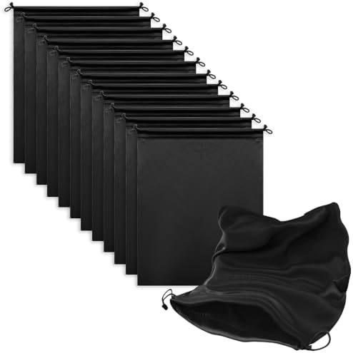 Microfiber Bags with Drawstring, Black, 12 Pack, 7 x 11" by MtuxuYR