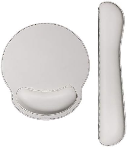 RICHEN Ergonomic PU Leather Keyboard Wrist Rest and Mouse Pad with Wrist Support, Memory Foam Set for Office and Gaming, Comfortable & Lightweight for Easy Typing & Pain Relief (White) by RICHEN