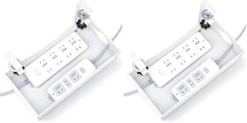 Extra Wide Under Desk Cable Management - 7inch No Drill Installation Cable Management Tray, Clamp/Screw Mount Desk Cable Management, Cable Management Tray for Office, Home((White, XL) (Pack of 2) by G.Sumiker