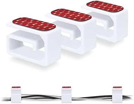 3pc VHB Adhesive Cable Organizer Holder, for Heavy Cables, PC Cords & Wires with Strong Adhesive, Under Desk Mount Management - Small (White) by Brainwavz