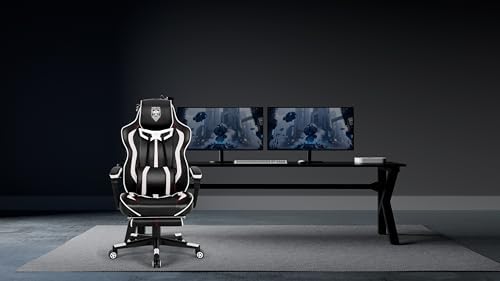 Vonesse Gaming Chair with Footrest,Reclining Computer Gaming Chair for Adults,Big and Tall Gamer Chair with Massage,Ergonomic High Back (White/Black) - Image 2