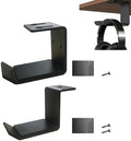 2 Pcs Black Headphone Stand Hanger Holder, Under Desk Aluminum Alloy Headset Stand with Fit for Gaming PC Accessories, Under Clamp Hook Mount Suitable for Controller, Office, Computer by Unknown