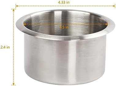 Stainless Steel Drop-in Cup Holder, 2pcs Single Car Cup Drink Holder Poker Table Drink Holder Computer Desk Ashtray for Sofa Boat Rv Couch Recliner Car Truck Poker Table - Image 2