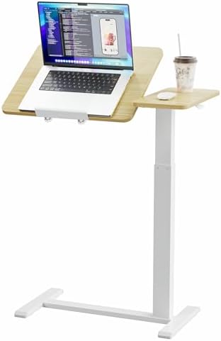 Ywin Medical Adjustable Tilt Overbed Bedside Table with Wheels, Swivel Portable Tray Table(27.6" W x 15.8" D), Small Standing Desk for Bedroom, Hospital, Couch, Office Use,Black by Unknown