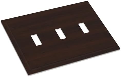 Decorative Light Switch Cover Plate Rustic Vintage Dark Brown Wood Grain 3 Gang Wall Plate Triple Toggle Switch Plate Covers 3 Hole Electrical Switchplate Dimmer Faceplate for Farmhouse Decor - Image 3