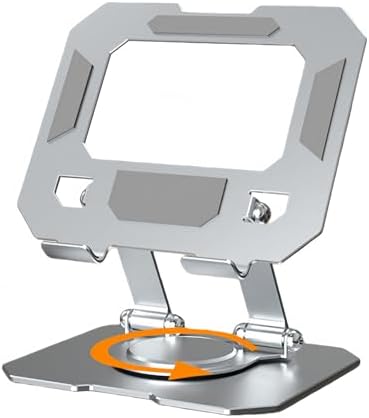 360° Rotatable Metal Tablet Stand, Adjustable Folding Desktop Stand for iPad/iPhone/Switch, Universal Use for Office/Movie/Studying/Drawing/Gaming, Silver by ElevateYourEverydayEngineeredforStabilityDesignedforLife