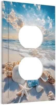 Outlet Covers Beach Starfish Seashell Decorative 1 Gang Duplex Light Switch Cover Plate Single Electrical Receptacle Wall Plate Summer Sea Ocean Plug Switchplate Faceplate Bedroom Decor - Image 2
