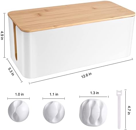 Tuwechen Cable Management Box, Wooden Style Cord Organizer Box - Image 2