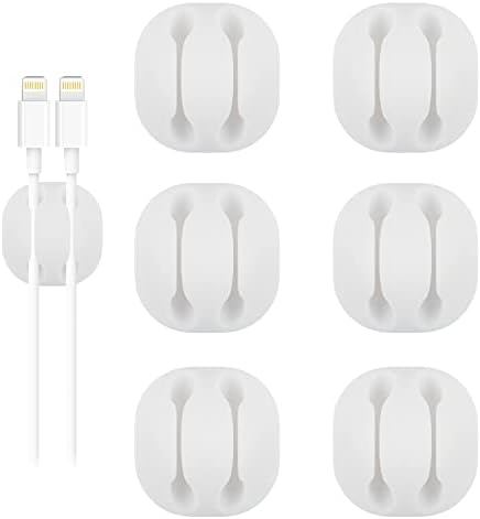Shintop 6pcs White Double Cable Clips for Organizing Phone Charger by Shintop