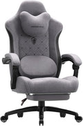 Dowinx Gaming Chair with Heated Massage Lumbar Support,Big and Tall Fabric Gaming Chairs for Adults with Footrest, Ergonomic Computer Game Chair with Poket Spring Cushions, 350lbs, Gray by Dowinx