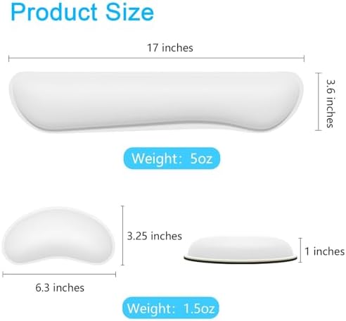 Dapesuom Keyboard Wrist Rest Set, Cute PU Leather Wrist Cushion for Computer Keyboard and Mousepad, Memory Foam Mouse Pad Rests Support with Non-Slip Base for Typing Pain Relief, Laptop, Ivory White - Image 6