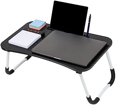 Mind Reader Lap Desk Laptop Stand with Folding Legs, Portable Bed Tray Table for Laptop, Breakfast, Reading, Crafts, MDF, Black - Image 4