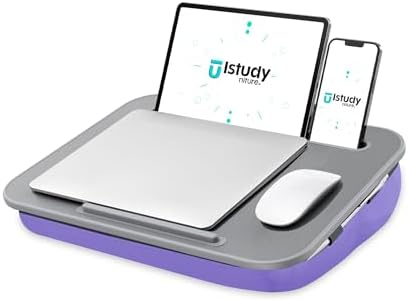 Lap Desk with Washable Cushion – Fits up to 15.6-Inch Laptops – Portable Laptop Desk & Stand – Bed desks & Tray for Writing, Reading, Working, Gaming on Bed, Couch, Floor – Istudyniture-Small, Purple by Istudyniture