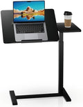 Simple Deluxe Standing Rolling Desk with Hidden Casters, Height Adjustable Pneumatic Mobile Laptop Desk, Tilting Bedside Table for Laptop, Overbed Bedside Table Hospital Home Use, Black by SimpleDeluxe