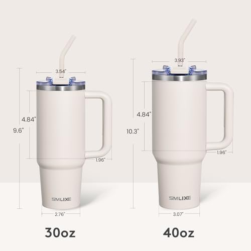 30 oz Tumbler with Handle, Tumbler with Lid and Straw, Double Wall Vacuum Insulated Travel Mug Stainless Steel Tumbler for Hot and Cold, Cupholder Friendly (Almond Birch) - Image 4