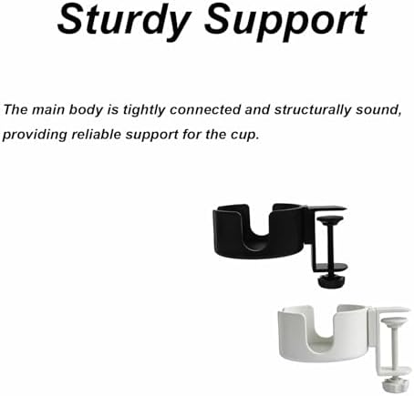 2pcs Desk Cup Holder Clamp Anti-Spill Desk Drink Holder Clip for Gaming Desk Accessories Office Desk Home Office Organization (Black, White) - Image 5