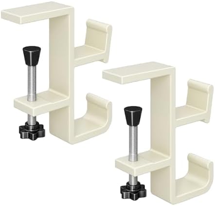 2-Pack Headphone Stand & Hook – Under Desk Headset Holder Clamp Mount for Gaming Headphones, Backpacks, Purses, Coats – Space-Saving Desk Accessories (White Dual Hook) by Unknown