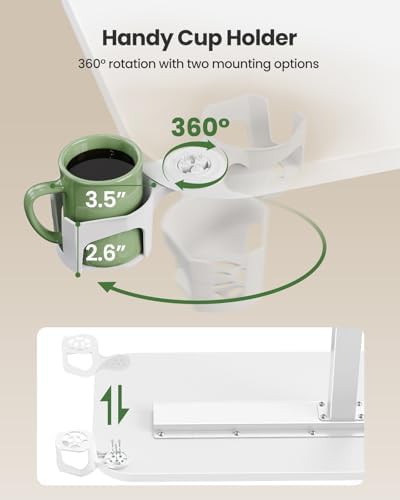 Marsail Mobile Standing Desk with Hidden Wheels, 360° Swivel Cup Holder - Image 4