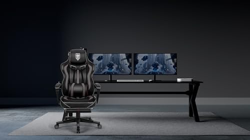 Vonesse Gaming Chair for Adults, Reclining Gaming Chairs with Footrest and Massage, Computer Gaming Chair for Heavy People,Ergonomic Gamer Chair Big and Tall (Black/Gray) - Image 2