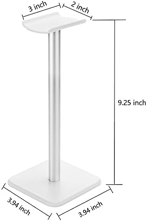Headphone Stand Gaming Headset Holder Universal Aluminum Metal Headphone Holder Hanger with Aluminum Supporting Bar Flexible Headrest ABS Solid Base for All Headphone,White - Image 4