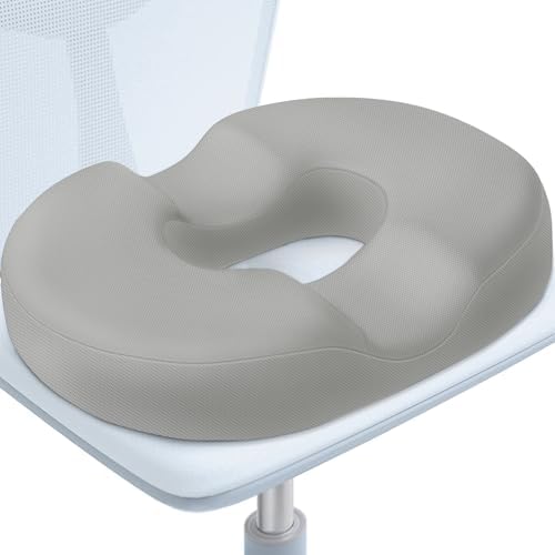 BlissTrends Donut Pillow Seat Cushion, Memory Foam Lifting Cushions | Donut Chair Cushions for Postpartum Pregnancy & Hemorrhoids,Tailbone Pain Relief Cushion for Office&Home Chairs (Light Gray) by BlissTrends