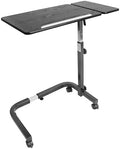 KMINA Overbed Table with Wheels, Tilting Hospital Bed Table, Black by KMINA