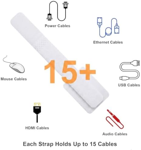 Cable Management Under Desk, 40 Pair Cord Organizer Straps(White) - Image 4