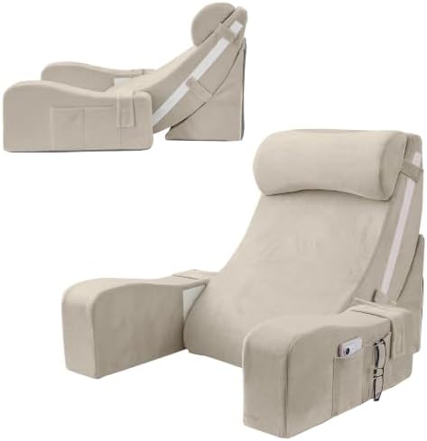 Sasttie 15-25 inch Adjustable Reading Pillow with Armrests, Beige by SASTTIE