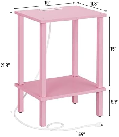 TUTOTAK End Table with Charging Station, Side Table Set of 2, Nightstand - Image 3