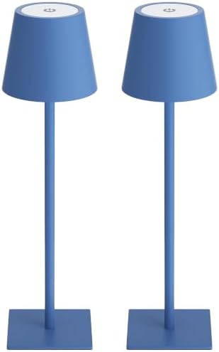 Kakanuo Cordless Rechargeable Table Lamp Navy 5000mAh Battery Operated Lamps, 3 Colors Stepless Dimming Touch Lamp for Living Room, Kitchen Counter, Dining, Outdoor Patio, 2 Pack by KakanuoLightings