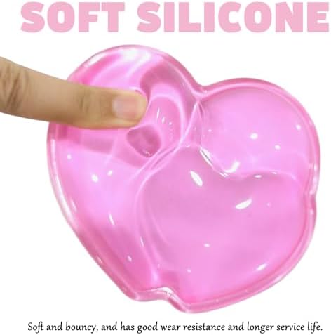 Gel Wrist Rest for Keyboard and Mouse Transparent Pink Heart Elbow Pad Cushion Ergonomic Cute Clear Cool Mouse Wrist Pad Silicone Non-Slip Support for Computer Gaming Home Office Hand Pillow - Image 4