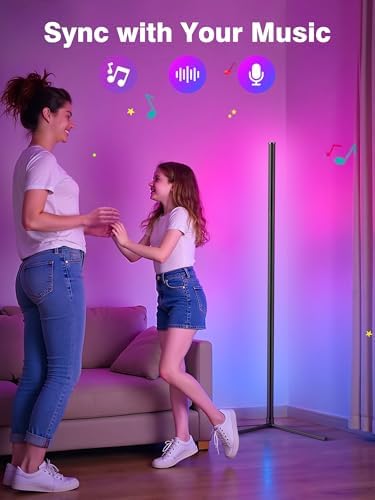 RIYO LED Corner Floor Lamp App Remote Control Music Sync Ambient Lamp - Image 5