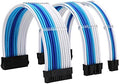 Formulamod PSU Cable Extension Kit 18AWG Sleeved, 24 Pin ATX + 8 Pin EPS + Dual 8 Pin PCI-E, Custom PC Cable Extensions with Combs for Clean Cable Management & Gaming PC Build (White Sky Blue Blue) by Formulamod