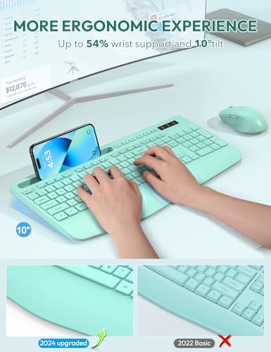 SABLUTE Wireless Keyboard and Mouse Combo, 2.4GHz, Ergonomic Wrist Rest - Image 2
