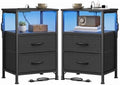 SONGMICS Nightstand with Charging Station, 2 Fabric Drawers by Unknown