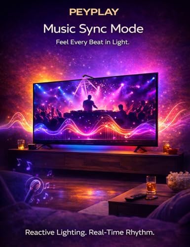 TV Backlight with Camera, Fish-Eye Correction Sync to 55-65 Inch TVs, 11.8ft RGB+IC LED Strip Lights, 3 Colors in 1 Lamp Bead, Voice & APP Control - Image 7